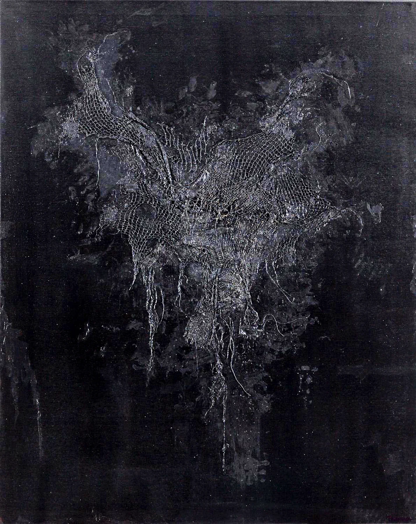 Calm, 2021, Assemblage — used polypropylene nets, fabric, acrylic and oil on canvas